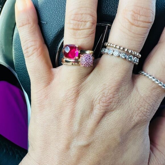 Tiffany & Co. Pink Sapphire Spinel Sugar Stack Ring 18k Rose Gold, sz 6 - Picture 1 of 5